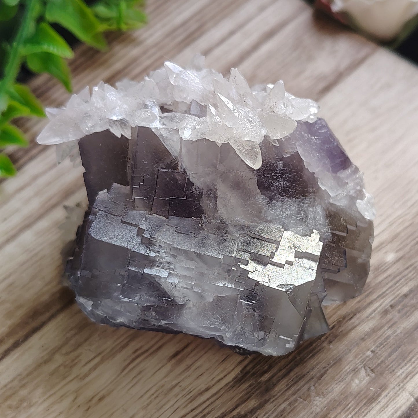 Blue Fluorite with Calcite Teeth