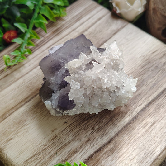 Blue Fluorite with Calcite Teeth